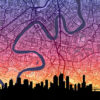 Neon Brisbane Skyline Australia Maps Poster