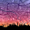 Neon Glasgow Skyline Scotland Maps Poster