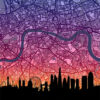 Neon London Skyline England Maps Poster