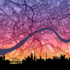 Neon New Castle Skyline England Maps Poster