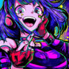 Purple Neon Singing Girl Anime Comic Poster