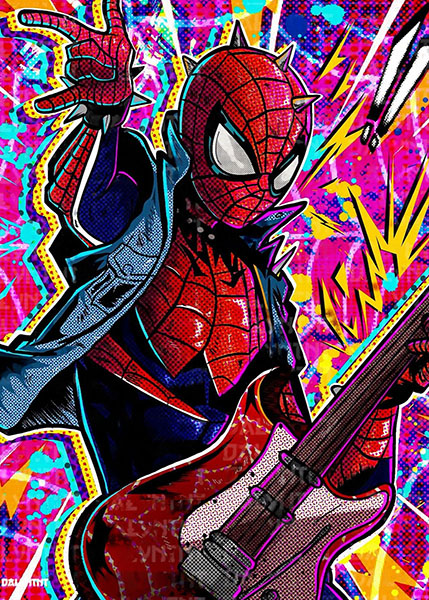 Spiderman Musical Guitar Comic Poster