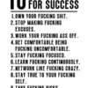 10 Fucking Rules For Success Motivational Quote Poster