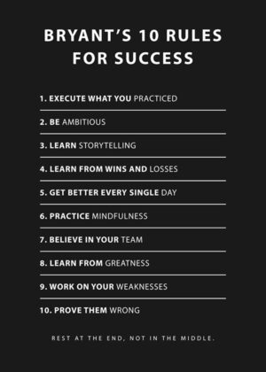 10 Rules For Success Bryant Motivational Quote Poster