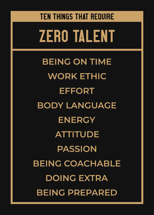 10 Things That Require Zero Talent Motivational Quote Poster