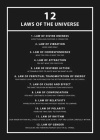 12 Laws Of The Universe Motivational Quote Poster