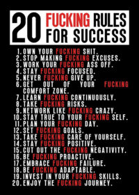 20 Fucking Rules for Success motivational Quote Poster