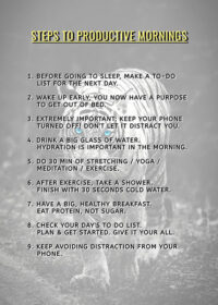 9 Steps For Productive Mornings Motivational Poster