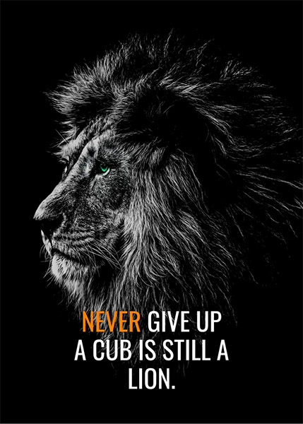 A Cub Is Still A Lion Never Give Up Animal Motivational Poster