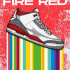 Air Jordan 3 Retro Fire Red Sneaker Poster