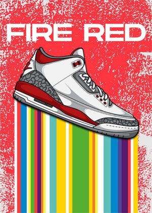 Air Jordan 3 Retro Fire Red Sneaker Poster