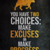 Either Make Excuses Or Make Progress Success Poster