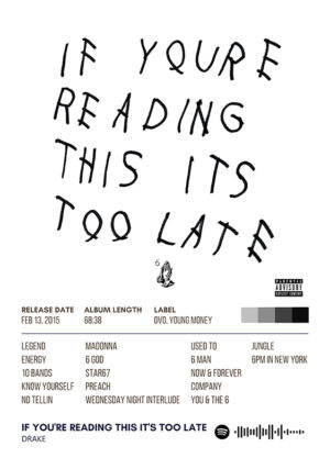 If You Are Reading This Its Too Late By Drake Music Album Poster