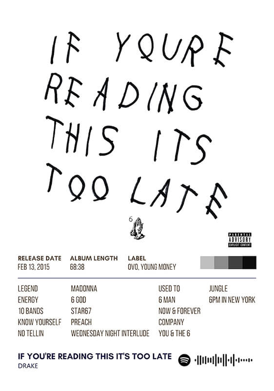 If You Are Reading This Its Too Late By Drake Music Album Poster