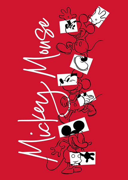 Mickey Poses Red Poster