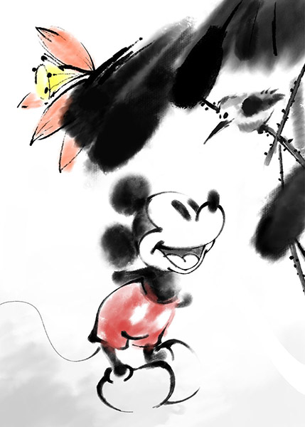 Mickey With Bird Poster