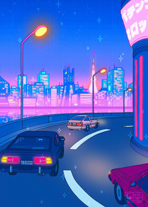 Night Drive Pop Pastel Poster