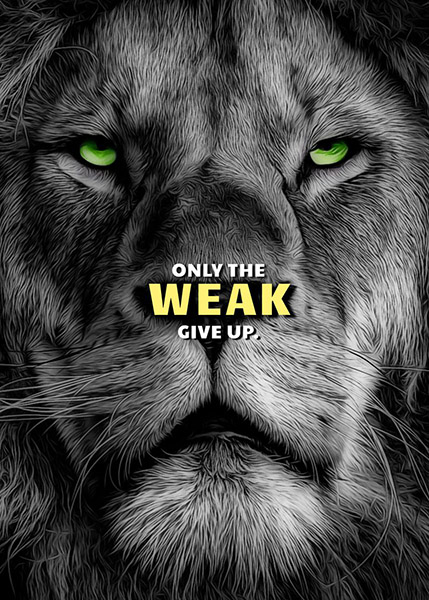 Only The Weak Give Up Animal Motivational Poster