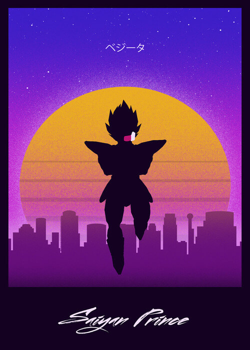 Saiyan Prince Dragon Ball Retro Poster