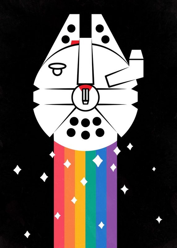 Rainbow Millenium Falcon Star Wars Poster