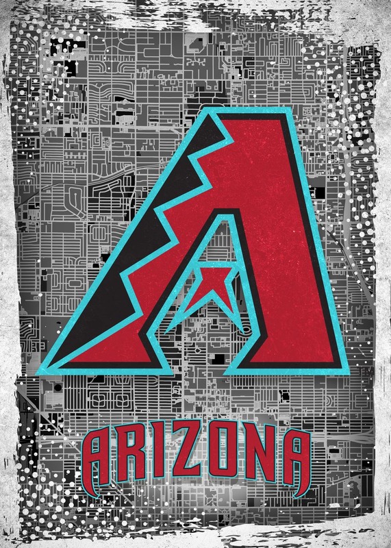 Arizona Diamondbacks Major Basketball League City Maps Crests Poster