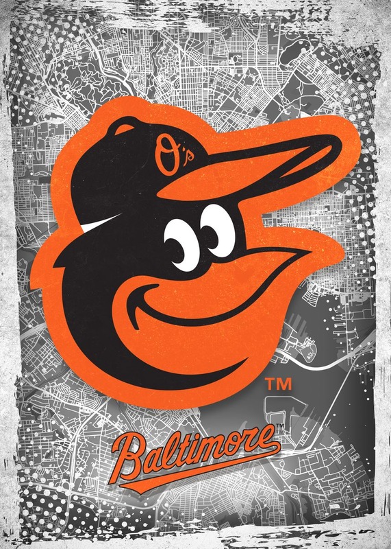 Baltimore Orioles Major Basketball League City Maps Crests Poster