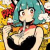 Cat Girl Eating Ramen Noodles Poster