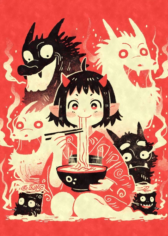 Demon Girl Eating Ramen Poster