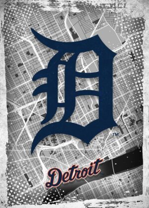 Detroit Tigers Major Basketball League City Maps Crests Poster