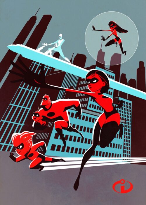 Incredibles Retro Group Poster