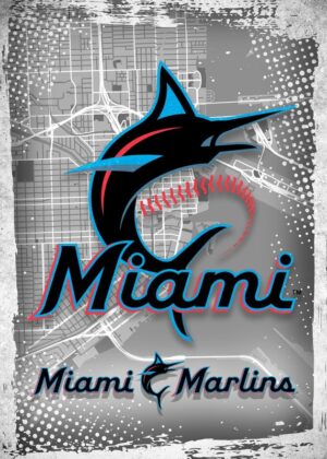 Miami Marlins Major Basketball League City Maps Crests Poster