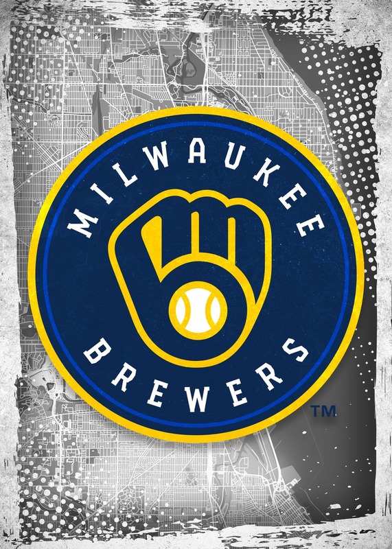 Milwaukee Brewers Major Basketball League City Maps Crests Poster