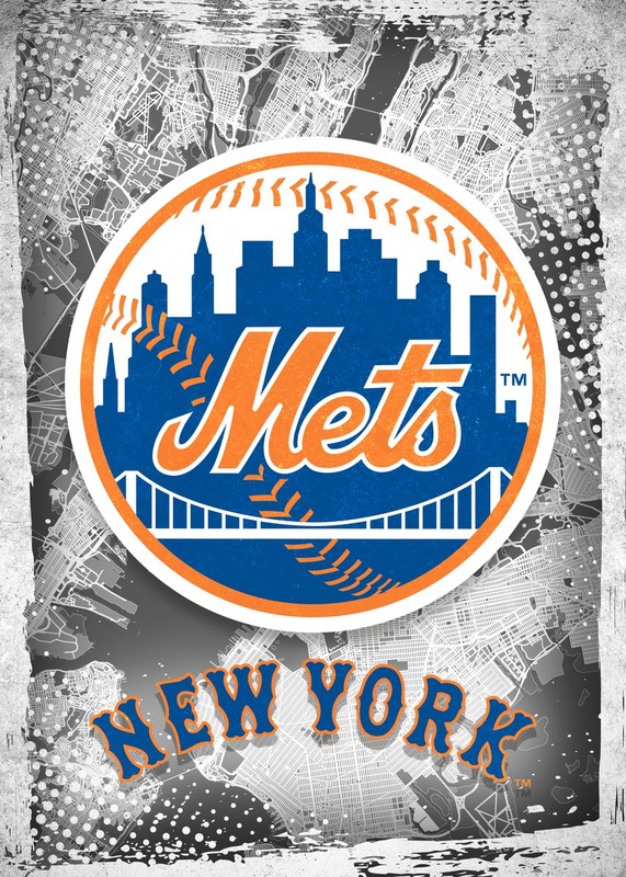 New York Mets Major Basketball League City Maps Crests Poster