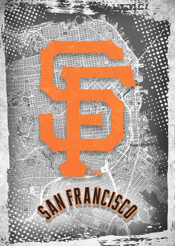 San Francisco Giants Major Basketball League City Maps Crests Poster