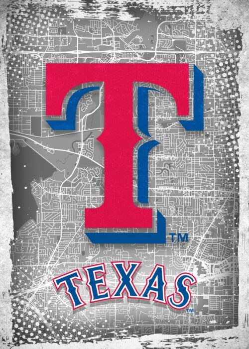 Texas Rangers Major Basketball League City Maps Crests Poster