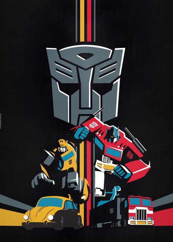 Yellow and Red Transformers Poster