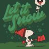 Let It Snow Green Card Peanuts Poster