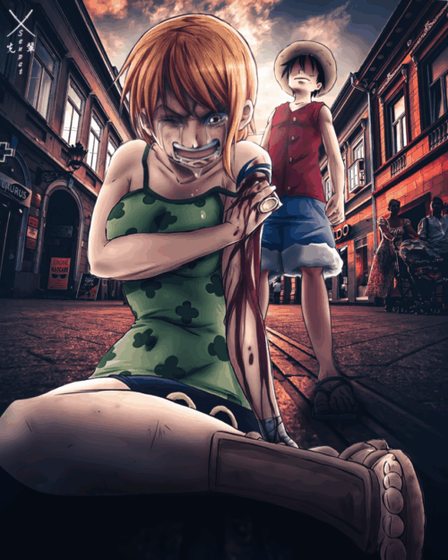 Luffy e nami one piece poster