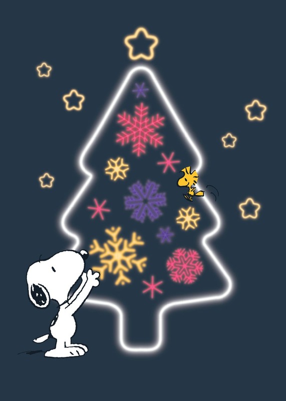 Neon Christmas Tree Peanuts Poster