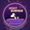 Night Surfing Peanuts Poster