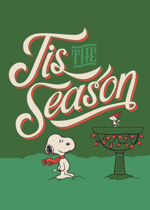 Tis The Season Green Card Peanuts Poster