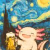 Axolotl Beer Starry Night Poster