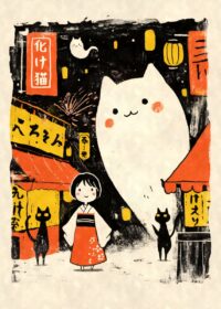 Bakeneko Cat Ghost Yokai Poster