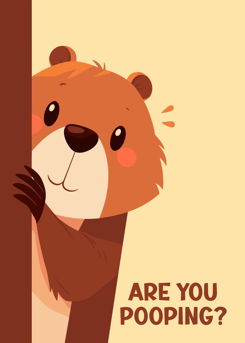 Beaver Peeking Are You Pooping Poster