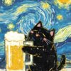 Black Cat Beer Starry Night Poster