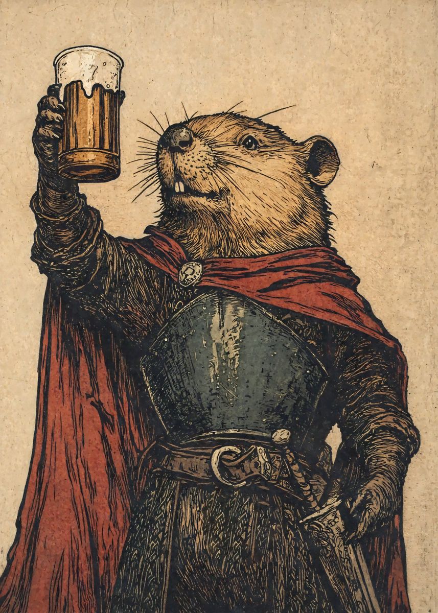 Bober Knight Beaver Beer Poster