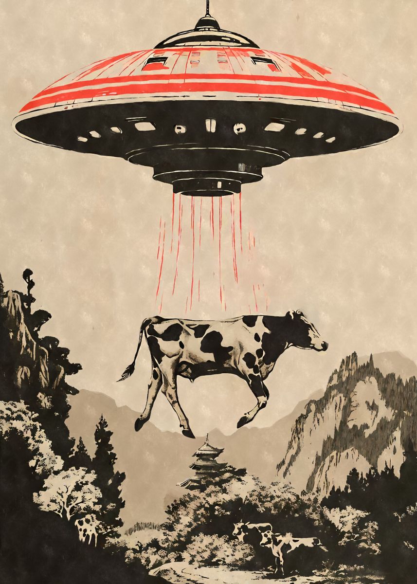 Cow Abducted By Aliens Poster