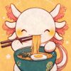 Cute Axolotl Eating Ramen Poster