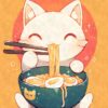 Cute Cat Eating Ramen Poster