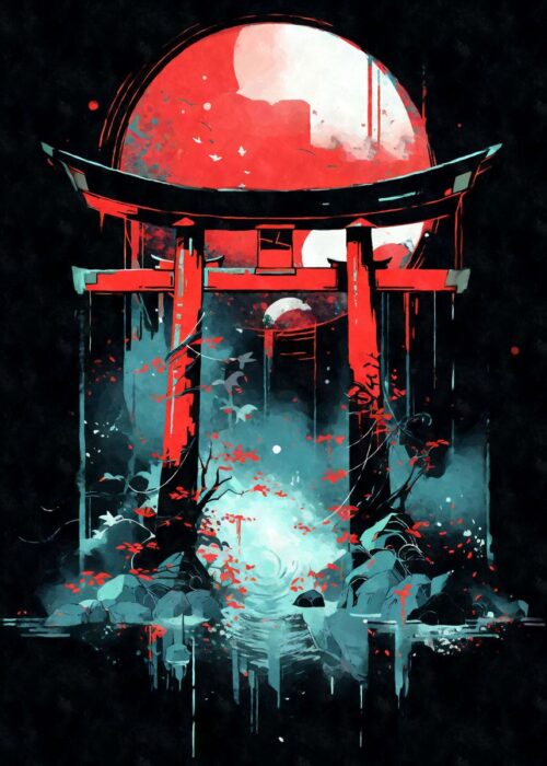 Dark abstract torii gate poster
